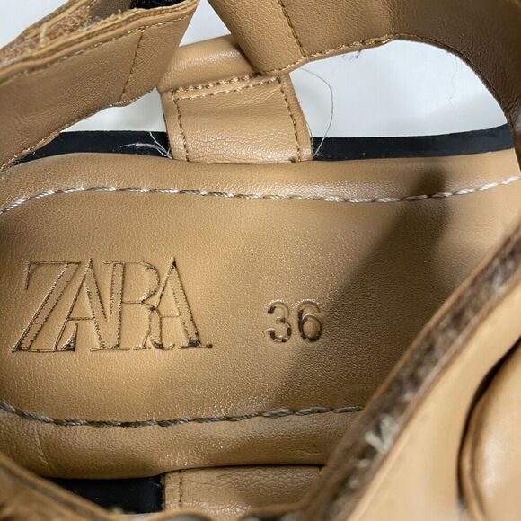 Zara Womens Tan Strapped Bow Sandals Size 36 Fits Like US 6.5 - Picture 6 of 9
